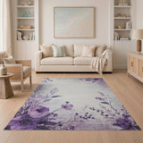 Purple Floral Blossom Vintage Area Rug