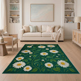 Emerald Green Daisy Meadow Area Rug
