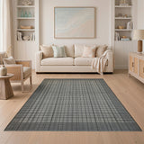 Geometric Modern Black White Grid Geometric Area Rug