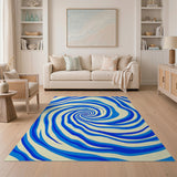 Abstract Area Hypnotic Blue Swirl Abstract Area Rug