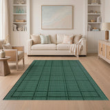 Green Emerald Green Geometric Grid Area Rug