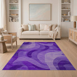 Purple Abstract Wave Area Rug