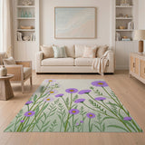 Vintage Purple Daisy Meadow Area Rug