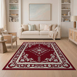 Elegant Red Persian Rug with Ornate Floral Borders