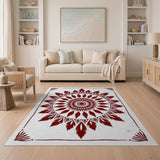 Intricate Red Mandala Geometric Area Rug