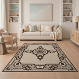 Ornate Beige Persian Medallion Rug