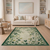 Vintage Green Vine Blossom Area Rug