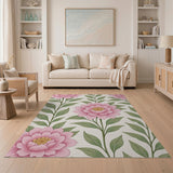 Pink Peony Vintage Pink Peony Floral Area Rug