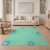 Seafoam Green Teal Purple Mandala Floral Rug
