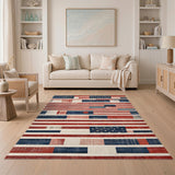 Red Distressed American Flag Area Rug