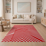 Bold Red Diagonal Stripe Geometric Area Rug