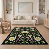Playful Frogs Daisies Area Rug
