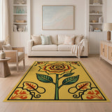 Vintage Sunflower Floral Area Rug