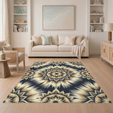 Beige Geometric Sunburst Area Rug