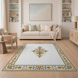 Traditional Persian Elegant Gold Ornate Floral Border Area Rug