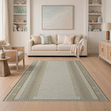 Beige Geometric Lattice Border Area Rug