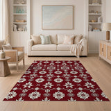 Geometric Modern Red Festive Red Snowflake Geometric Area Rug