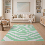 Mint Green Wavy Abstract Area Rug