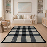 Plaid Distressed Black White Plaid Area Rug