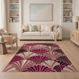 Pink Gold Scalloped Fan Area Rug