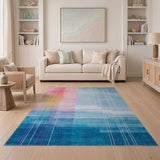 Layered Multi-Color Geometric Stripe Rug