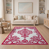 Ornate Red Floral Medallion Traditional Persian Area Rug