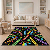 Colorful Crayon Kids Cartoon Area Rug