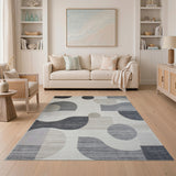 Grey Abstract Modern Grey Geometric Abstract Area Rug