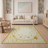 Golden Stars Mystical Circle Area Rug