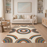 Rainbow Concentric Circles Area Rug