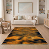 Wild Orange Tiger Stripe Area Rug