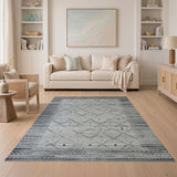 Grey Grey Geometric Tribal Area Rug