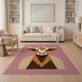 Whimsical Pink Highland Cow Area Rug