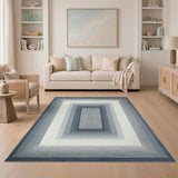 Blue Geometric Layered Area Rug