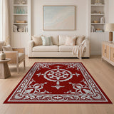 Elegant Red Persian Rug with Ornate White Floral Medallion