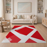 Bold Red Geometric Diamond Area Rug