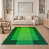 Vibrant Green Geometric Textured Rug