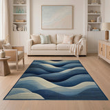Navy Blue Ocean Wave Area Rug
