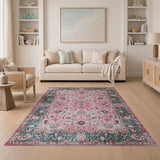 Blush Pink Persian Floral Traditional Persian Area Rug