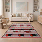 Bold Red Electric Guitar Music Notes Rug