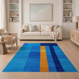 Bold Blue Block Geometric Area Rug