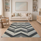 Modern Grey Chevron Zigzag Area Rug
