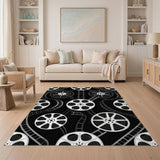 Cinematic Film Reel Black White Area Rug