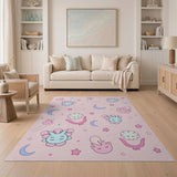 Dreamy Pink Bunny Moon Stars Kids Cartoon Rug