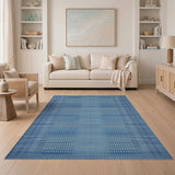 Indigo Blue Grid Woven Area Rug