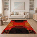 Bold Red Geometric Modern Red Area Rug