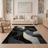 Gold Accent Geometric Abstract Area Rug