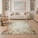 Vintage Floral Beige Area Rug with Delicate Blooms