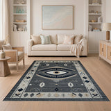 Evil Eye Heritage Tribal Grey Area Rug