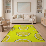 Vibrant Lemon Slices Yellow Yellow Area Rug